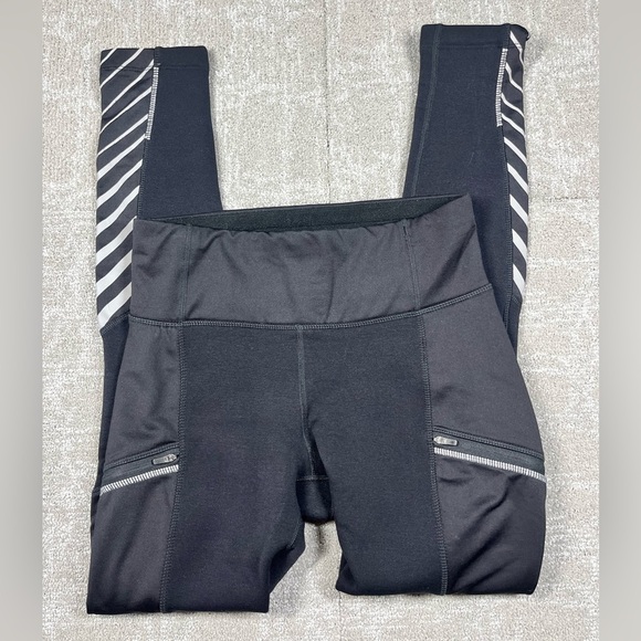 Athleta Black Fleece Lined Outdoor Jogging Warm Pull On Legging Size M